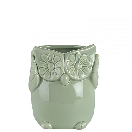 Vaso ceramica " Gufo" dm6 h5cm Verde Menta